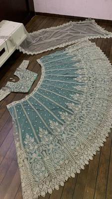 grey net embroidered designer lehenga-choli 2