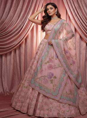 pink silk embroidered designer lehenga-choli 2