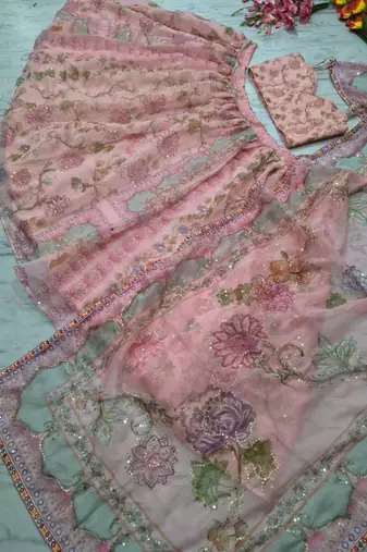 pink silk embroidered designer lehenga-choli