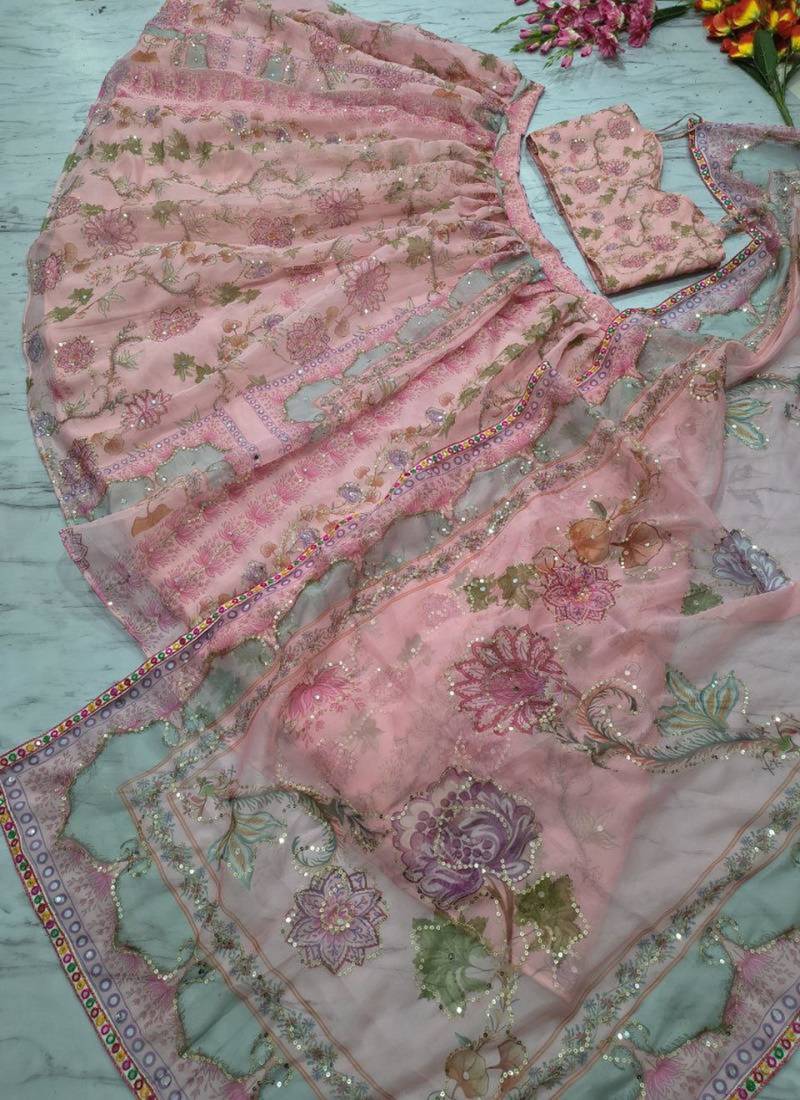 pink silk embroidered designer lehenga-choli