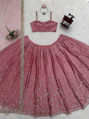 pink satin embroidered designer lehenga-choli 3