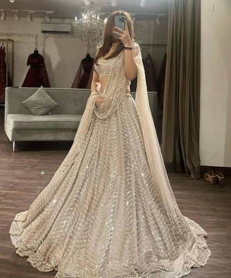 beige organza embroidered designer lehenga-choli 1