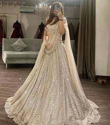 beige organza embroidered designer lehenga-choli