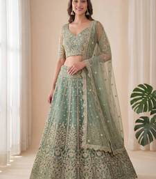 green net embroidered designer lehenga-choli