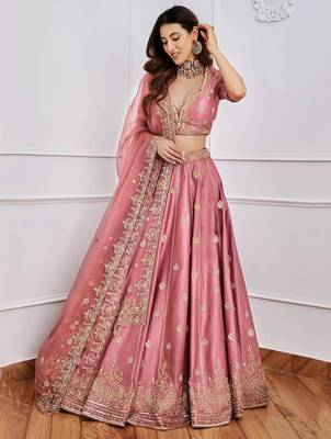 pink art silk embroidered designer lehenga-choli 2