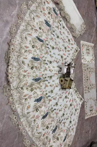 off white georgette embroidered designer lehenga-choli