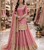 pink silk embroidered designer lehenga-choli
