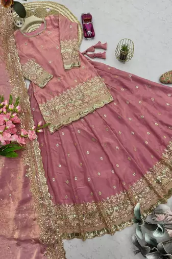 pink silk embroidered designer lehenga-choli