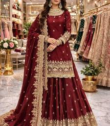 maroon silk embroidered designer lehenga-choli