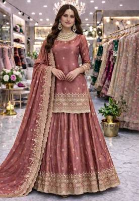 pink silk embroidered designer lehenga-choli 1