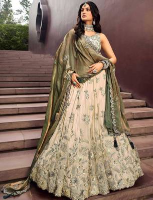 off white silk embroidered designer lehenga-choli 1