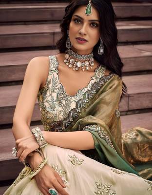 off white silk embroidered designer lehenga-choli 4