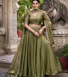 olive silk embroidered designer lehenga-choli