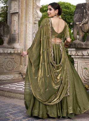 olive silk embroidered designer lehenga-choli 2