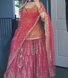orange silk embroidered designer lehenga-choli