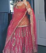 orange silk embroidered designer lehenga-choli