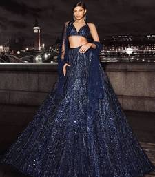 blue silk embroidered designer lehenga-choli