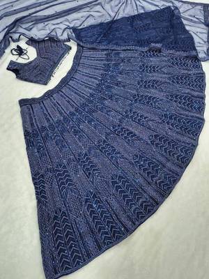 blue silk embroidered designer lehenga-choli 4