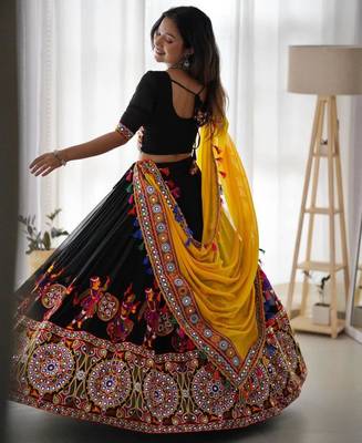 black georgette woven designer lehenga-choli 1