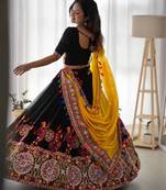 black georgette woven designer lehenga-choli