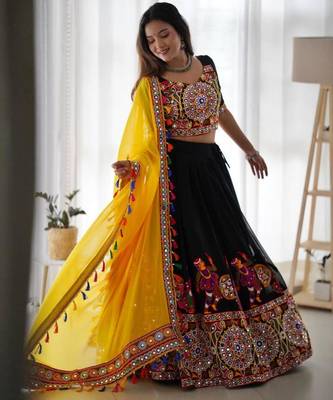 black georgette woven designer lehenga-choli 4