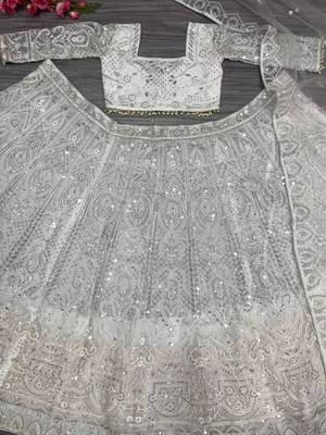 white net embroidered designer lehenga-choli 4