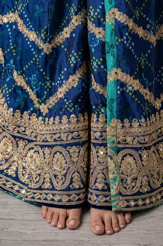 Teal blue premium chinon embroidered kurta palazzo set with dupatta