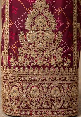 Pink premium chinon embroidered kurta palazzo set with dupatta 2