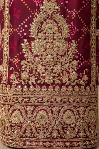 Pink premium chinon embroidered kurta palazzo set with dupatta