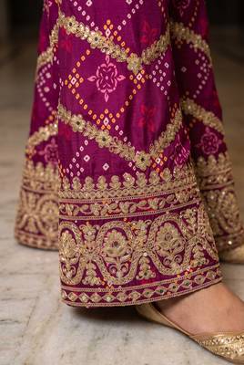Pink premium chinon embroidered kurta palazzo set with dupatta 3