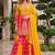 Yellow premium chinon embroidered kurta palazzo set with dupatta