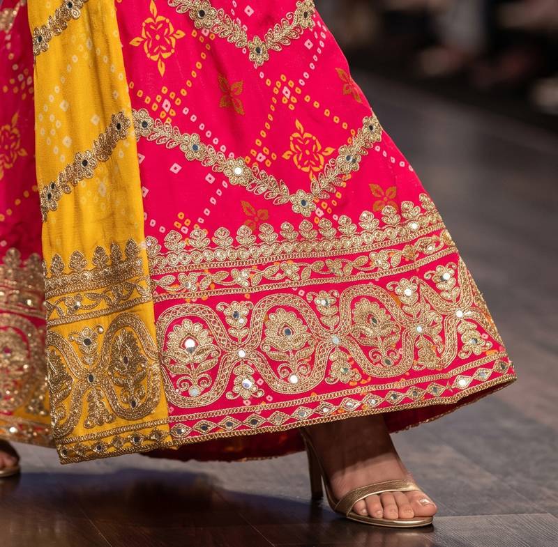Yellow premium chinon embroidered kurta palazzo set with dupatta