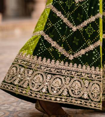 Green premium chinon embroidered kurta palazzo set with dupatta 3