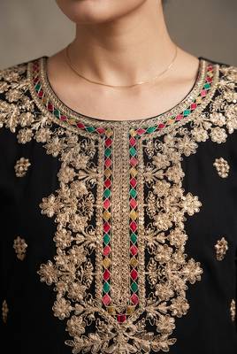 Black premium chinon embroidered sharara suit with dupatta 2