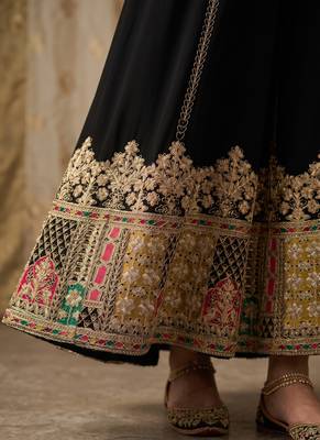 Black premium chinon embroidered sharara suit with dupatta 3
