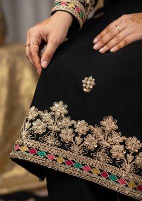 Black premium chinon embroidered sharara suit with dupatta 4
