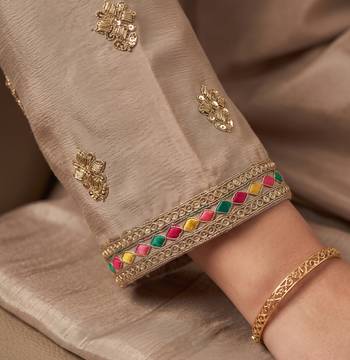 Cream premium chinon embroidered sharara suit with dupatta 4