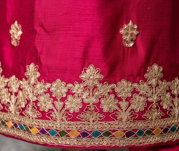 Rani pink premium chinon embroidered sharara suit with dupatta 2