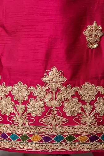 Rani pink premium chinon embroidered sharara suit with dupatta