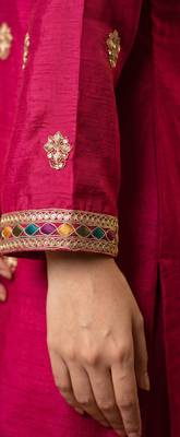 Rani pink premium chinon embroidered sharara suit with dupatta 4