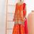 Orange airtex chinon embroidered palazzo suit with dupatta