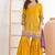 Yellow airtex chinon embroidered palazzo suit with dupatta