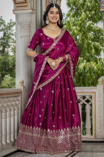 Pink embroidered Party Wear Lehenga Choli 