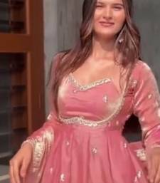 peach color rich sequin embroidered work fendy silk blend gown set