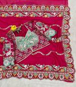 Rani Pink Silk Blend Saree With Embroidery Mirror Cutwork
