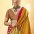 Mustard satin ajrakh printed casual wear saree