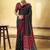 Black satin ajrakh printed casual wear saree
