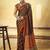 Brown satin ajrakh printed casual wear saree