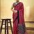 Red satin ajrakh printed casual wear saree