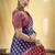 Navy blue satin ajrakh printed casual wear saree